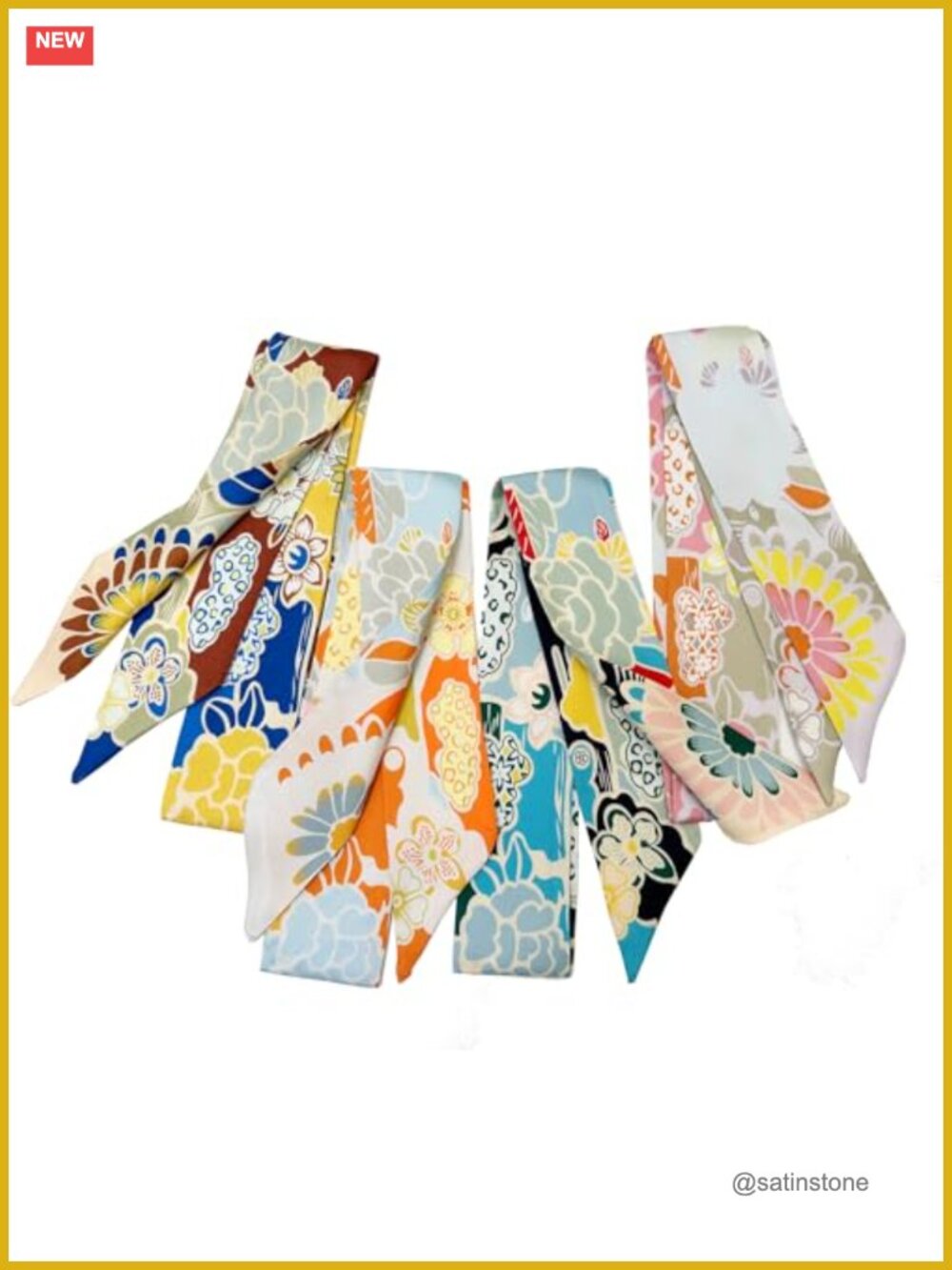 4pcs Satin Purse Scarf Set Skinny Scarves for Handbags Hair Accessories